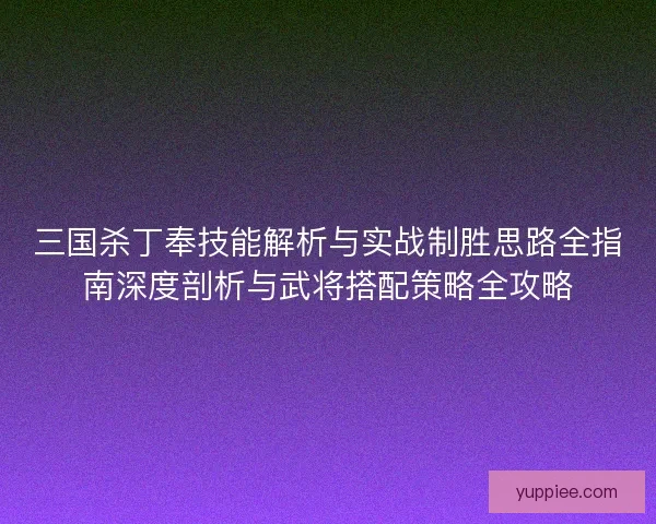 三国杀丁奉技能解析与实战制胜思路全指南深度剖析与武将搭配策略全攻略