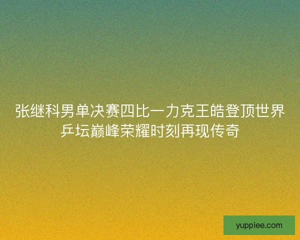 张继科男单决赛四比一力克王皓登顶世界乒坛巅峰荣耀时刻再现传奇