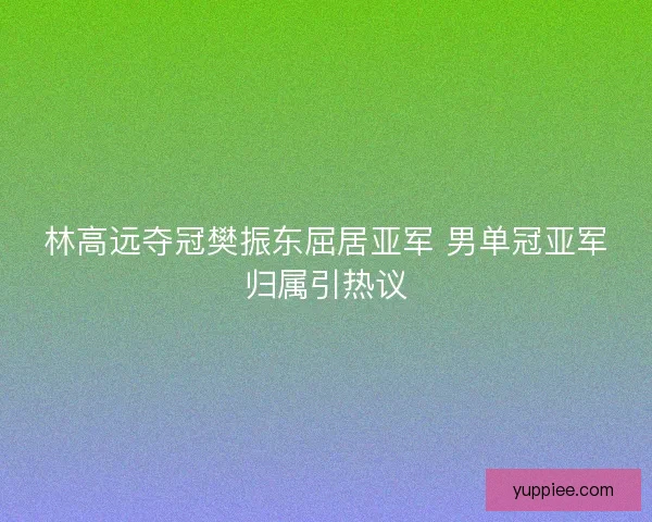 林高远夺冠樊振东屈居亚军 男单冠亚军归属引热议